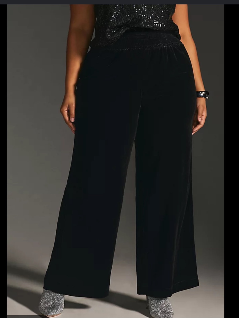 Anthropologie Maeve Pull On Wide-Leg Velvet Pants - Black NWOT 2X
